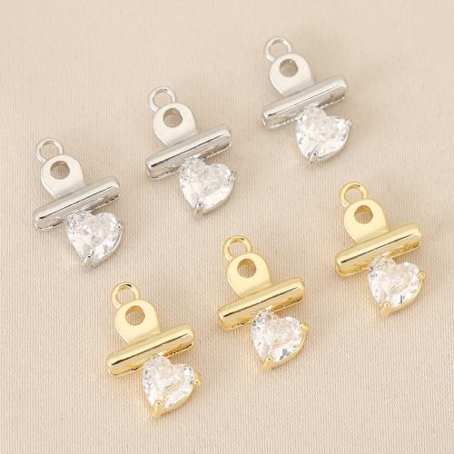 Cubic Zirconia Micro Pave Brass Pendant, Heart and Cross, plated, DIY & micro pave cubic zirconia, more colors for choice, nickel, lead & cadmium free, 10PCs/Bag, Sold By Bag