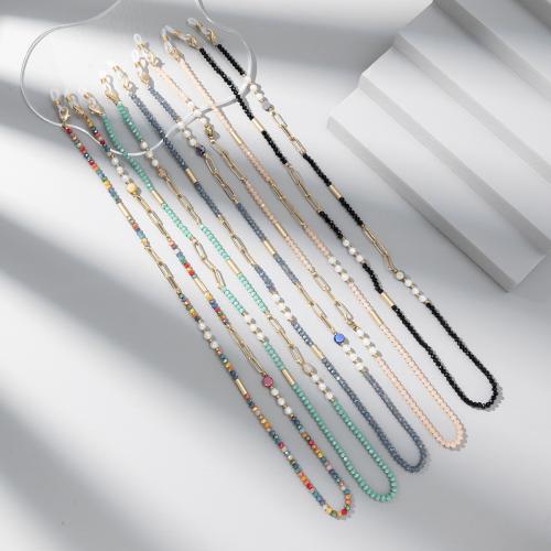 Crystal Glasses Chain, with Copper Coated Plastic & Tibetan Style & Acrylic, Korean style & Unisex, more colors for choice, Length:Approx 74 cm, Sold By PC