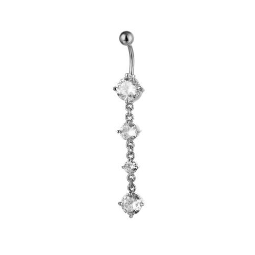 Messing Bauchnabelpiercing, mit 316 Edelstahl, plattiert, unisex & Micro pave Zirkonia, keine, belly ring length 40-60mm, verkauft von PC