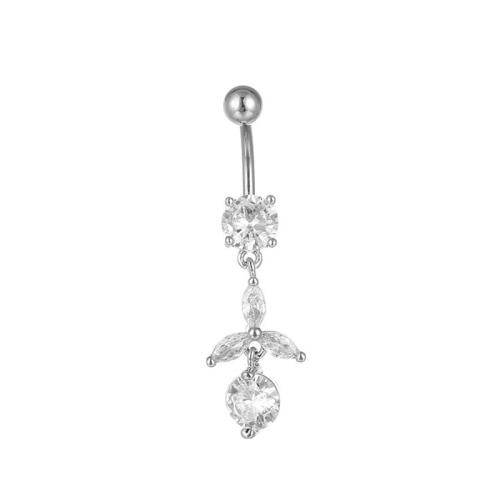 Messing Bauchnabelpiercing, mit 316 Edelstahl, unisex & Micro pave Zirkonia, belly ring length 40-50mm, verkauft von PC