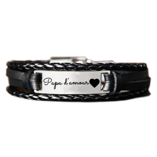 Titanium Steel Bracelet, with PU Leather, handmade, fashion jewelry & for man, more colors for choice, Length:Approx 8.3 Inch, Sold By PC
