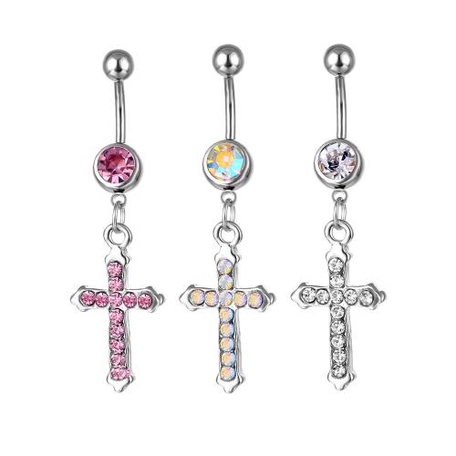 316 Edelstahl Bauchnabelpiercing, für Frau & mit Strass, keine, belly ring length 40-50mm, verkauft von PC