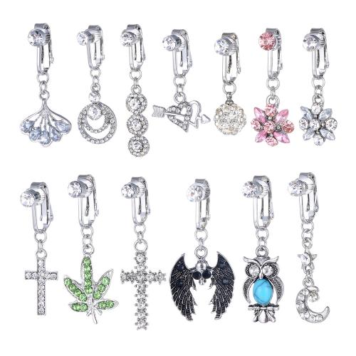 Tibetan Style Belly Ring, platinum color plated, Unisex & different styles for choice & with rhinestone, belly ring length 30-60mm, Sold By PC