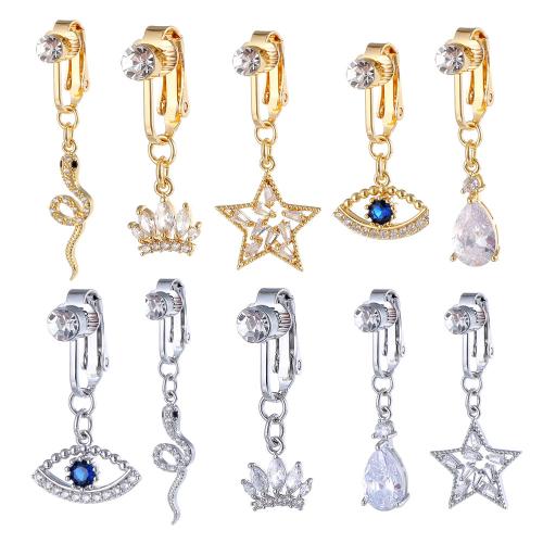 Brass Belly Ring, plated, different styles for choice & micro pave cubic zirconia & for woman, belly ring length 30-50mm, Sold By PC