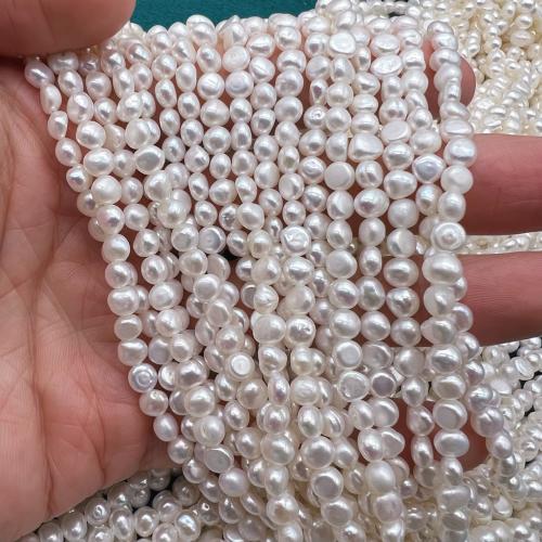 Perlas Keishi Cultivadas de Agua Dulce, Perlas cultivadas de agua dulce, Bricolaje, Blanco, 4x5mm, Vendido por Sarta