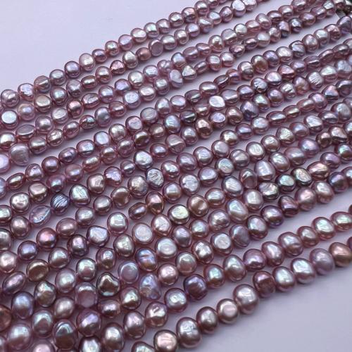 Keshi Cultured Freshwater Pearl Beads, DIY, purple, 5x6mm, 60PCs/Strand, Sold By Strand