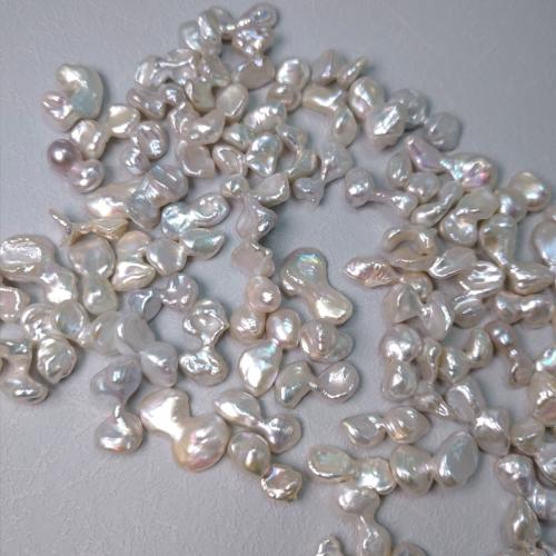 Cultured No Hole Freshwater Pearl Beads, Baroque, DIY, white, 10x15mm, Sold By PC