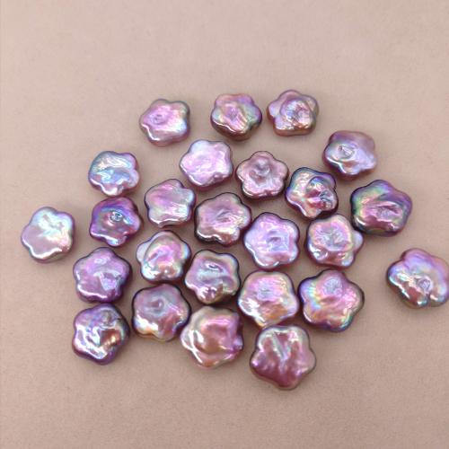 Cultured No Hole Freshwater Pearl Beads, Plum Blossom, DIY, purple, 11x12mm, Sold By PC
