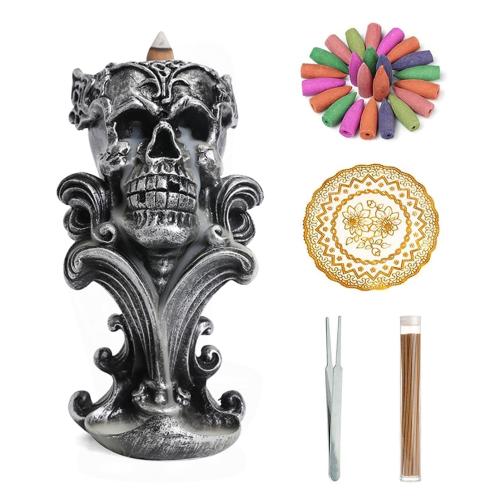 
Backflow Weihrauchbrenner Weihrauchkegel Sticks Holder Home Decor, Harz, Schädel, Halbhandgefertigt, Design für Halloween & für Zuhause und Büro & nachhaltiges, 230x140x130mm, verkauft von PC