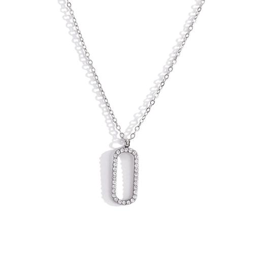 Stainless Steel Jewelry Necklace, 304 Stainless Steel, with Crystal, plated, different styles for choice & for woman & hollow, more colors for choice, Sold By PC
