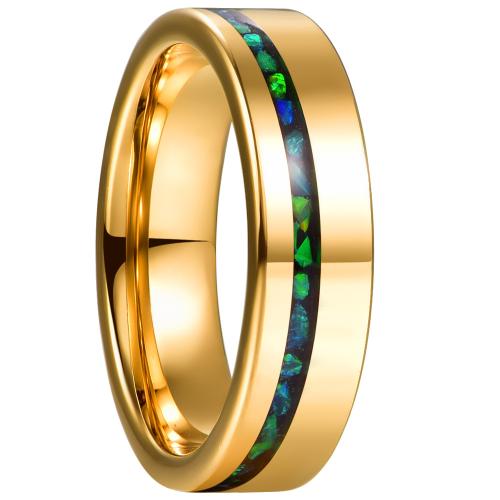 Tungsten Steel Ring for Men , with Opal, plated, fashion jewelry & different size for choice & for man, golden, wide:6mm, Sold By PC