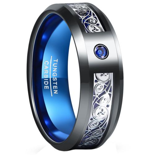 Tungsten Steel Ring for Men , with Cubic Zirconia, plated, fashion jewelry & different size for choice & for man, wide:8mm, Sold By PC