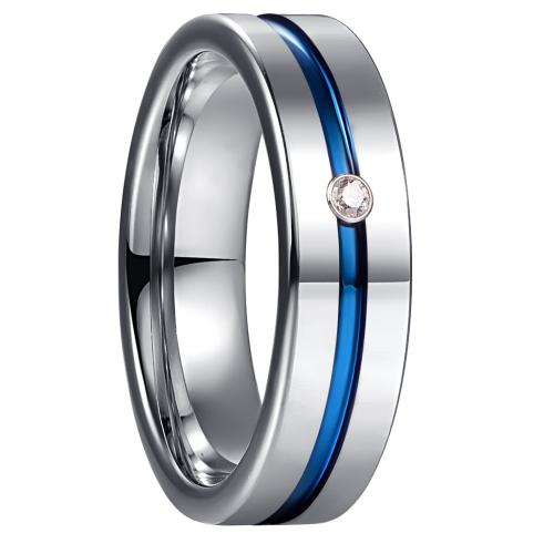 Tungsten Steel Ring for Men , with Cubic Zirconia, plated, different size for choice & for man & two tone, Sold By PC