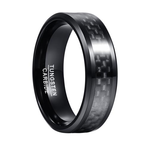 Tungsten Steel Ring for Men , with Carbon Fibre, plated, fashion jewelry & different size for choice & for man, black, wide:8mm, Sold By PC