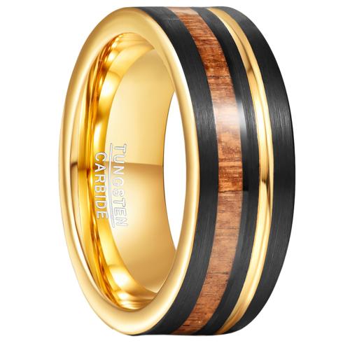 Tungsten Steel Ring for Men , with Wood, plated, different size for choice & for man & two tone, Sold By PC