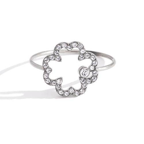 Crystal Stainless Steel Finger Ring, 304 Stainless Steel, with Crystal, plated, different styles for choice & for woman & hollow, more colors for choice, Sold By PC