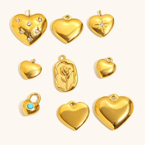 Stainless Steel Heart Pendants, 304 Stainless Steel, 18K gold plated, DIY & different styles for choice, Sold By PC