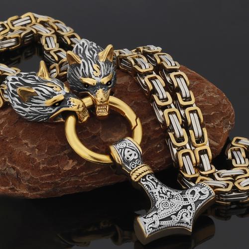 304 Stainless Steel Necklace, with Tibetan Style, polished, fashion jewelry & different styles for choice & for man, more colors for choice, wide:6mm, Length:Approx 60 cm, Sold By PC