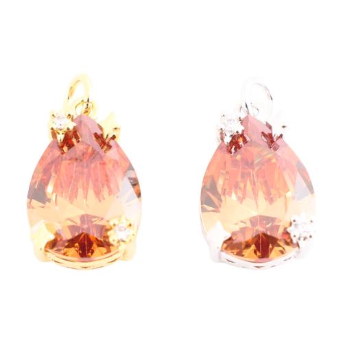 Cubic Zirconia Brass Pendants, with Cubic Zirconia, Teardrop, DIY, more colors for choice, 16x10x7mm, Sold By PC