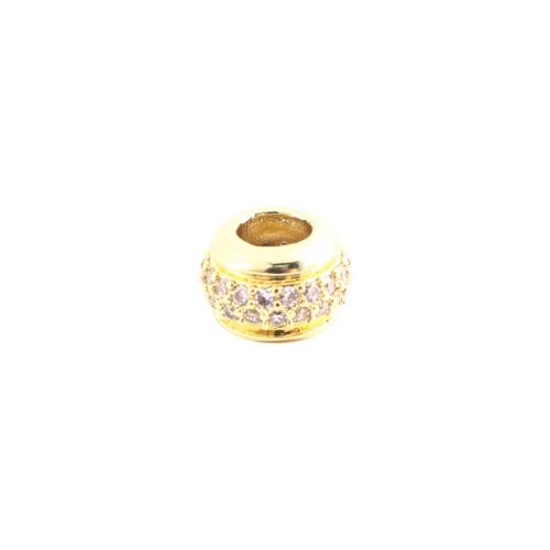 Brass Beads, DIY & micro pave cubic zirconia, golden, 5x7x7mm, Sold By PC