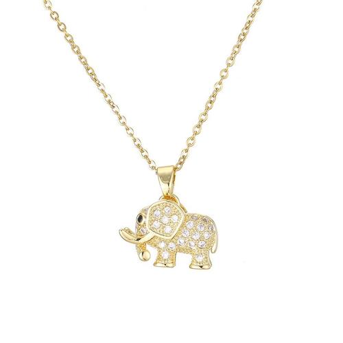 Titanium Steel Necklace, Elephant, plated, fashion jewelry & micro pave cubic zirconia & for woman, more colors for choice, Length:Approx 41 cm, Sold By PC