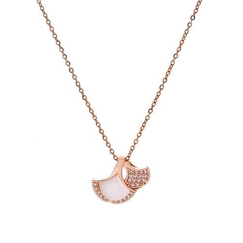 Collar de Acero Titanio, Partículas de acero, con cúbica circonia & Ojo de gato, Hoja, chapado, Joyería & para mujer, más colores para la opción, longitud:aproximado 41 cm, Vendido por UD