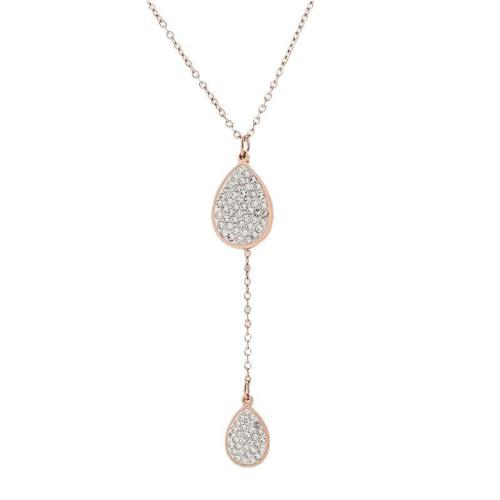 Collar de Acero Titanio, Partículas de acero, con cúbica circonia, chapado, Joyería & para mujer, más colores para la opción, longitud:aproximado 41 cm, Vendido por UD