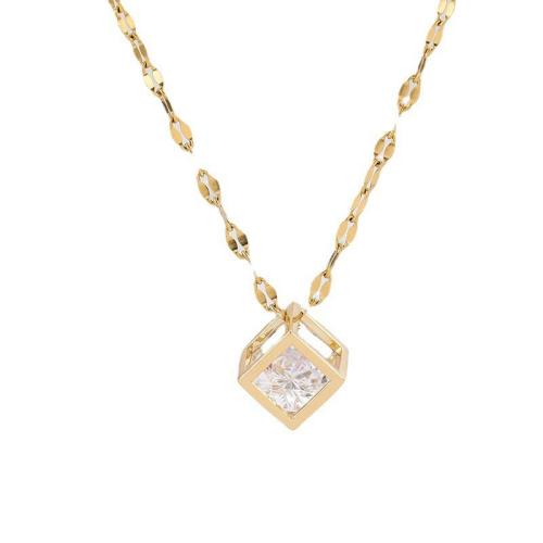 Collar de Acero Titanio, Partículas de acero, con cúbica circonia, chapado, Joyería & para mujer, más colores para la opción, longitud:aproximado 41 cm, Vendido por UD