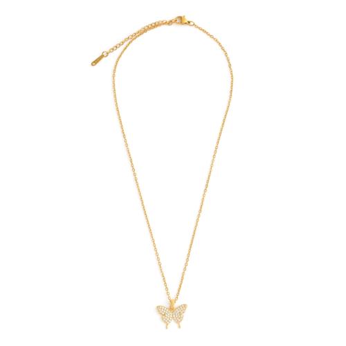 Collar de Acero Titanio, Partículas de acero, con cúbica circonia, chapado, Joyería & para mujer, más colores para la opción, longitud:aproximado 41 cm, Vendido por UD