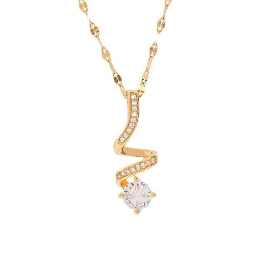 Collar de Acero Titanio, Partículas de acero, con cúbica circonia, chapado, Joyería & para mujer, dorado, longitud:aproximado 41 cm, Vendido por UD