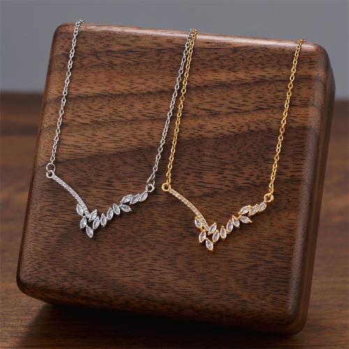 Titanium Steel Necklace, with Cubic Zirconia, plated, fashion jewelry & for woman, more colors for choice, Sold By PC