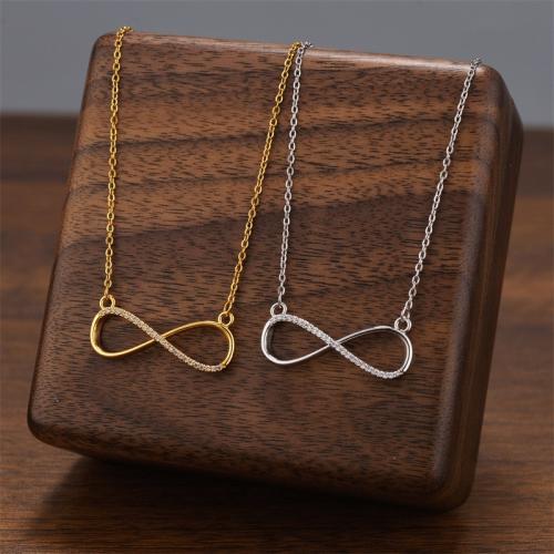 Titanium Steel Necklace, with Cubic Zirconia, plated, fashion jewelry & for woman, more colors for choice, Sold By PC