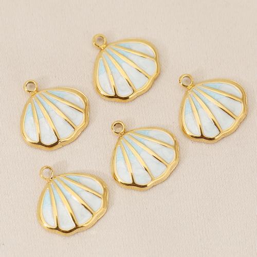 Brass Jewelry Pendants, Shell, gold color plated, DIY & enamel, golden, nickel, lead & cadmium free, 10PCs/Bag, Sold By Bag