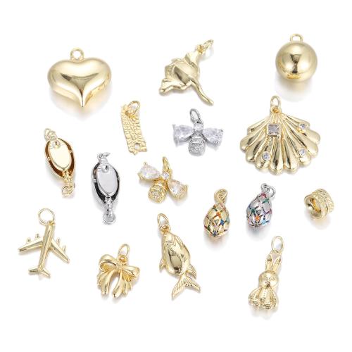 Befestigter Zirkonia Messing Anhänger, plattiert, DIY & Micro pave Zirkonia, keine, frei von Nickel, Blei & Kadmium, verkauft von PC
