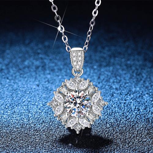 925 Sterling Silver Necklace, with 2inch extender chain, Snowflake, platinum plated, cross chain & different materials for choice & for woman, Length:Approx 15.7 Inch, Sold By PC