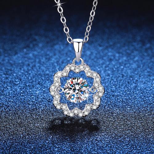 925 Sterling Silver Necklace, with 2inch extender chain, Flower, platinum plated, cross chain & different materials for choice & for woman, Length:Approx 15.7 Inch, Sold By PC