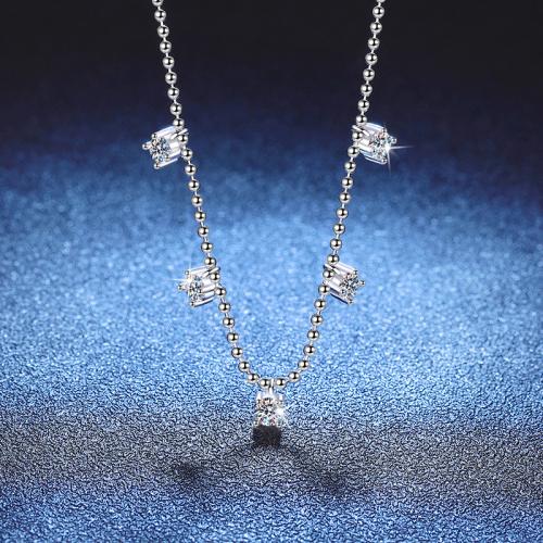925 Sterling Silver Necklace, with 2inch extender chain, platinum plated, different materials for choice & ball chain & for woman, Length:Approx 15.7 Inch, Sold By PC