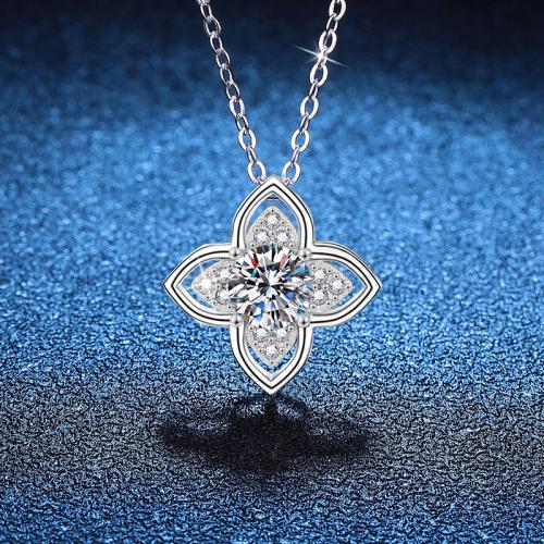 925 Sterling Silver Necklace, with 2inch extender chain, Four Leaf Clover, platinum plated, cross chain & different materials for choice & for woman, Length:Approx 15.7 Inch, Sold By PC