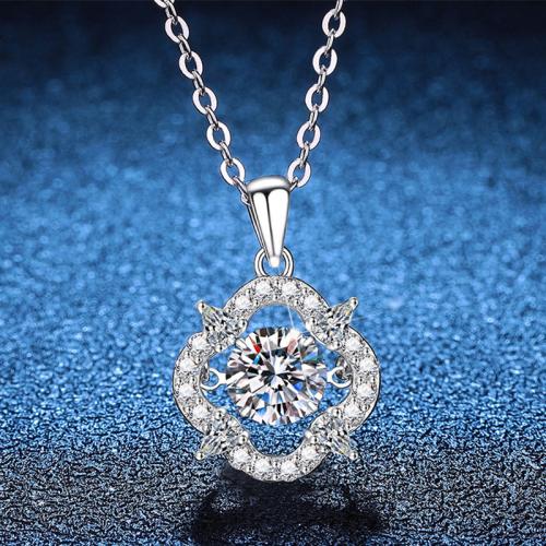 Argent sterling 925 collier, avec 2inch chaînes de rallonge, Trèfle à quatre feuilles, Plaqué de platine, différents matériaux pour le choix & pour femme, Longueur:Environ 15.7 pouce, Vendu par PC