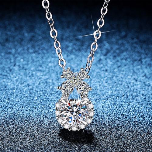 Argent sterling 925 collier, avec 2inch chaînes de rallonge, Plaqué de platine, différents matériaux pour le choix & pour femme, Longueur:Environ 15.7 pouce, Vendu par PC
