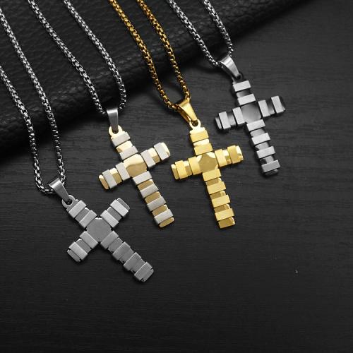 Colgantes Cruz de Acero Inoxidable, acero inoxidable 304, con Partículas de acero, Cruces, chapado en color dorado, Joyería, más colores para la opción, 23x4x35mm, Vendido por UD