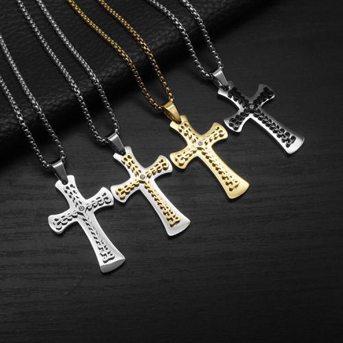 Edelstahl-Kreuz- Anhänger, 304 Edelstahl, mit Titanstahl, goldfarben plattiert, Modeschmuck & mit Strass, keine, 22x4x35mm, verkauft von PC