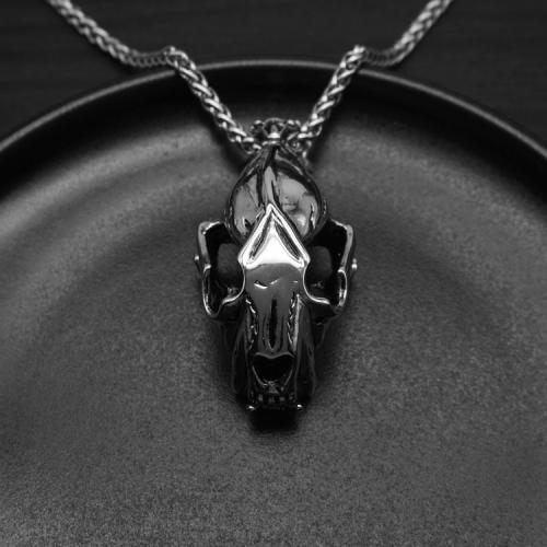 Stainless Steel Skull Pendants, 304 Stainless Steel, with Titanium Steel, gold color plated, fashion jewelry, silver color, 31x27x50mm, Sold By PC