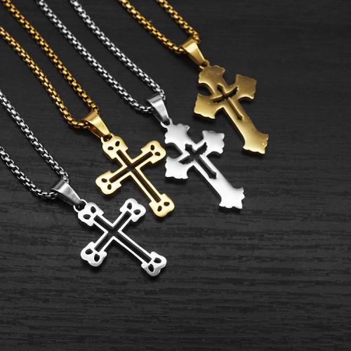 Colgantes Cruz de Acero Inoxidable, acero inoxidable 304, con Partículas de acero, Cruces, chapado en color dorado, Joyería, más colores para la opción, 20x3x32mm, Vendido por UD