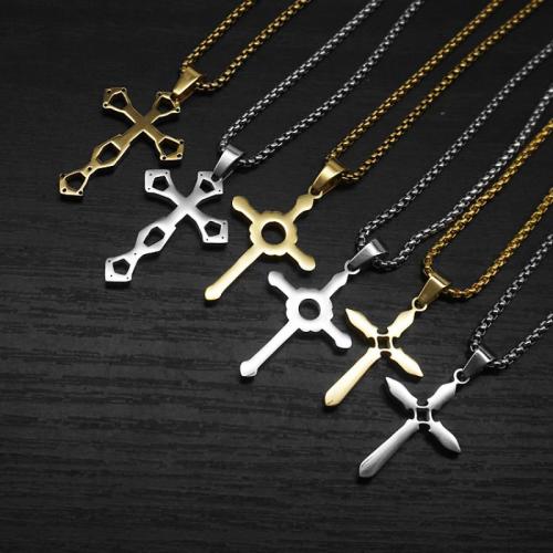 Colgantes Cruz de Acero Inoxidable, acero inoxidable 304, con Partículas de acero, Cruces, chapado en color dorado, Joyería, más colores para la opción, Vendido por UD