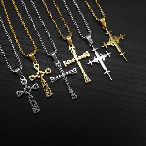 Stainless Steel Cross Pendants, 304 Stainless Steel, with Titanium Steel, gold color plated, fashion jewelry, more colors for choice, 20x3x32mm, Sold By PC