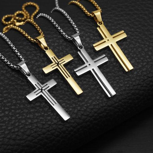 Stainless Steel Cross Pendants, 304 Stainless Steel, with Titanium Steel, gold color plated, fashion jewelry, more colors for choice, 20x3x35mm, Sold By PC