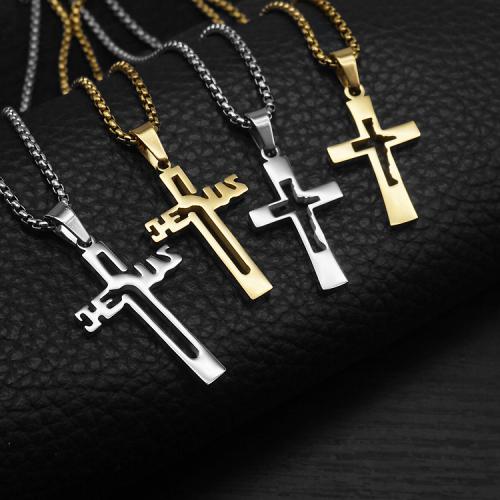 Stainless Steel Cross Pendants, 304 Stainless Steel, with Titanium Steel, gold color plated, fashion jewelry, more colors for choice, 21x3x33mm, Sold By PC