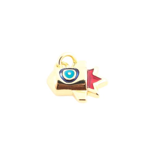Brass Pendant, DIY & enamel, golden, 9x11x5mm, Sold By PC