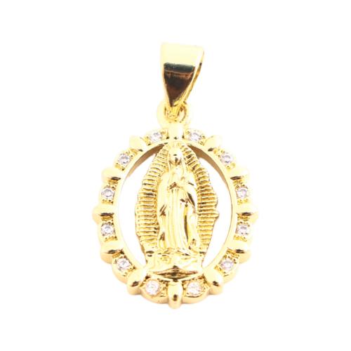 Cubic Zirconia Micro Pave Brass Pendant, DIY & micro pave cubic zirconia & hollow, golden, 18x13x2mm, Sold By PC